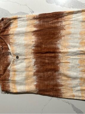Rip Curl Cream and Rust Tie-Dye Linen Top
